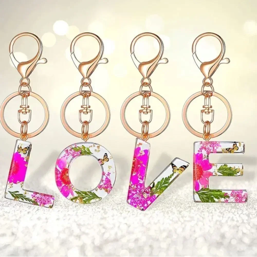 Initials Floral Keychain